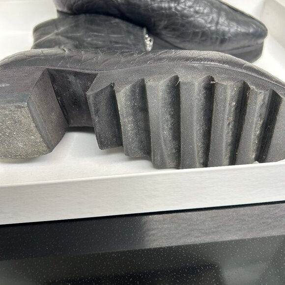 PAPUCEI Boots Textured Black Leather Full Front Zip Block Heel Size 36, fit US 7 - Picture 6 of 7